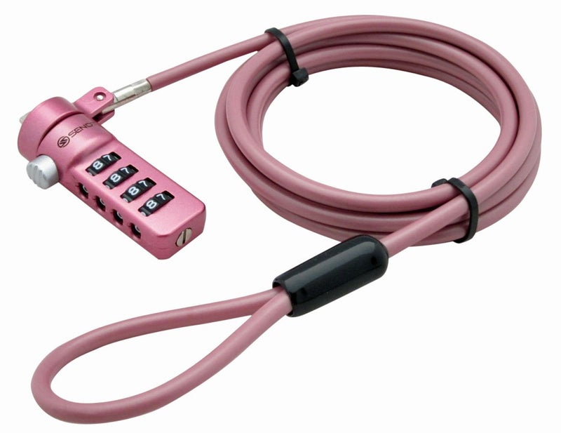 Sendt Pink Notebook/Laptop Combination Lock Security Cable - Image 1
